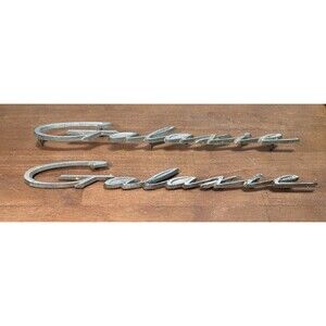 Pair of Vintage 1961 FORD GALAXIE Script fender Emblem OEM